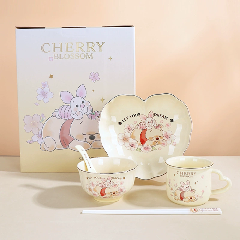 迪士尼 Ceramic cute tableware, set for home use, cartoon elite gift box, wholesale