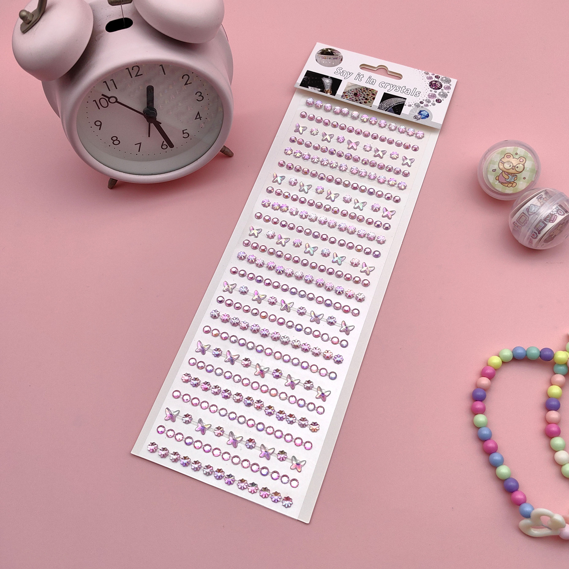 Coloridas pegatinas de flores de hielo para niños gema de diamantes de color AB pegatinas de cristal acrílico de juguete princesa pequeñas pegatinas al por mayor