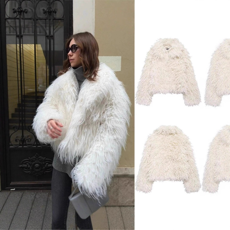 Aliexpress Amazon European and American Cross-Border 2025 Autumn and Winter New Style Teddy Curly Faux Fur Square Collar Coat Women's Top Aliexpress Amazon European and American Cross-Border 2025 Autumn and Winter New Style Teddy Curly Faux Fur Square Collar Coat Women's Top