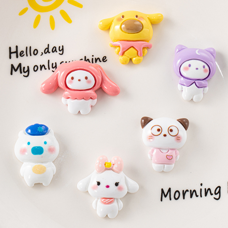 Brillante dulce lindo melodía resina accesorios DIY crema pegamento resina de dibujos animados niños horquilla material hecho a mano