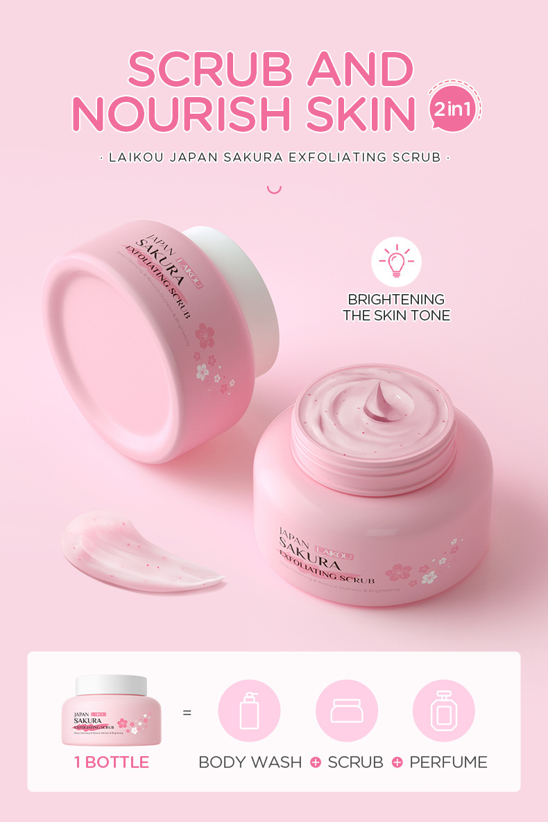 Wholesale of cross-border Laicome Japanese Cherry Blossom Scrub 100g Body Exfoliating, Hydrating and Moisturizing Cream undefined