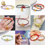 爆款黄金DIY配件足金999珐琅烤漆系列蝴蝶转运珠手绳项链吊坠批发