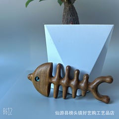 綠檀木雕海豚魚骨動物荷花造型按摩器梳子 頭皮面部眼部肩頸刮痧