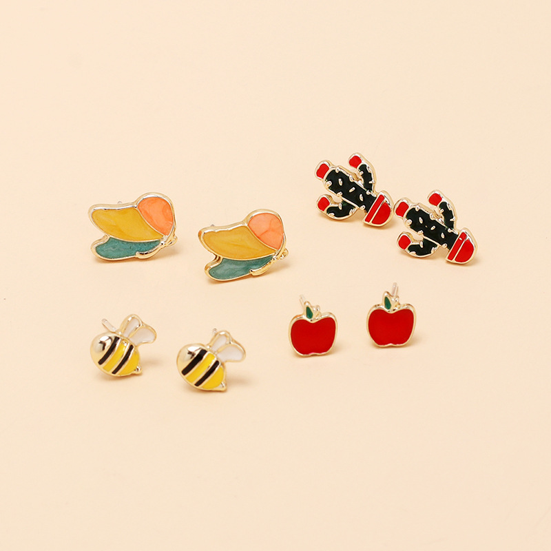 Cute Cartoon Cactus Fruit Earrings Set Wholesale Jewelry Nihaojewelry display picture 5