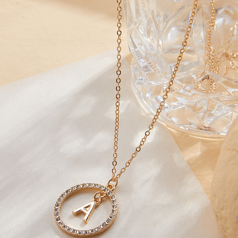 European And American Style Niche Design Diamond Letter Pendent Necklace Female display picture 5