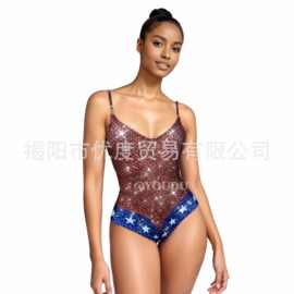 新款创意设计闪耀水钻性感吊带高叉欧美派对歌手舞蹈演出服梅丽卡