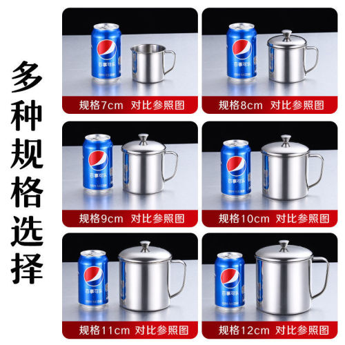 Stainless steel cup school canteen kindergarten stainless steel drinking cup with lid can print logo