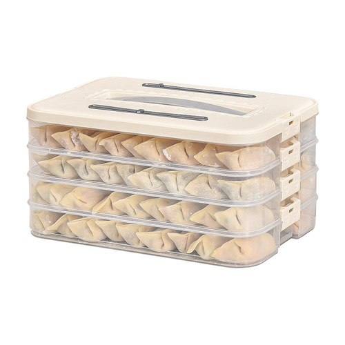 Food-grade dumpling box, household wonton & jiaozi freezer container, multi-layered freshness keeper, kitchen & refrigerator storage box