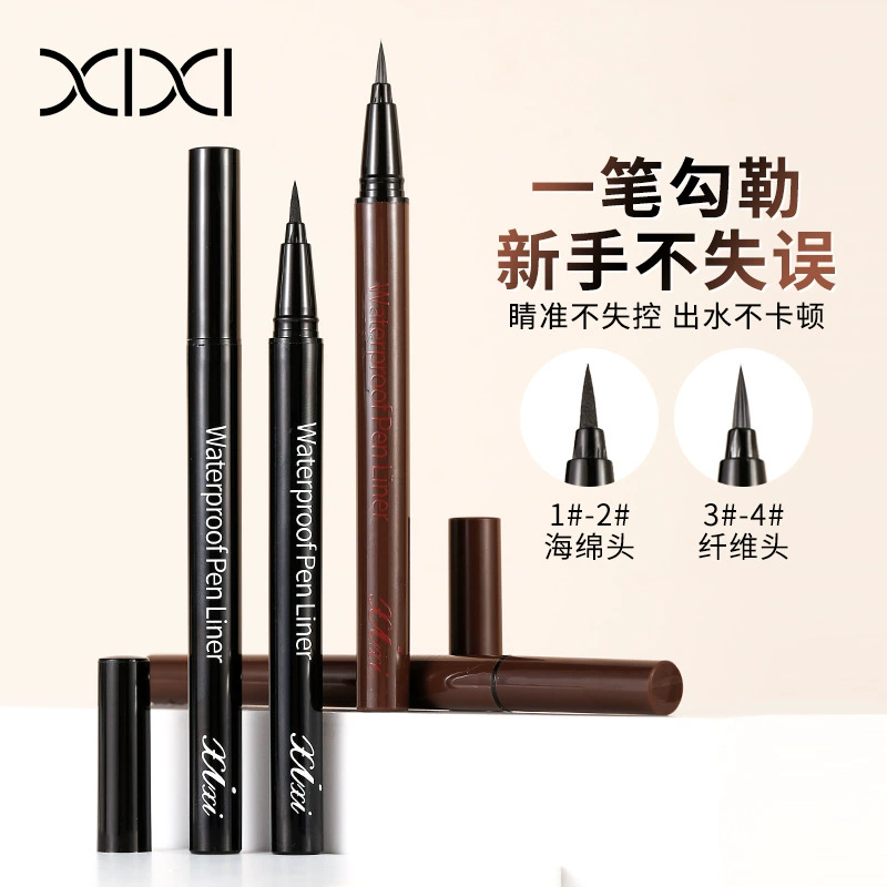 Eyeliner Pen xixi — Waterproof Sponge Tip, Smudge-Proof Black, Soft & Hard Nibs