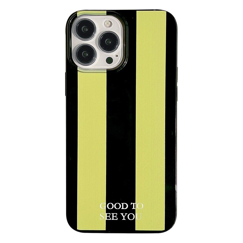 Funda de iPhone 15 Pro Max a rayas verdes estilo INS, compatible con iPhone 17, marca de moda, iPhone 16 pintado, funda suave para iPhone 14
