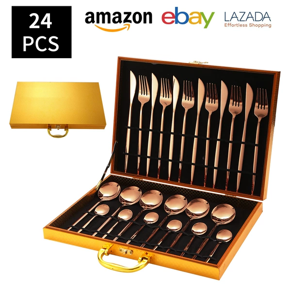 Golden set, 24 pieces, pink gold