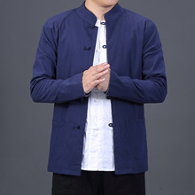 2025秋冬上衣裤子男棉麻保暖外套复古中式爸爸男装立领唐装棉袄