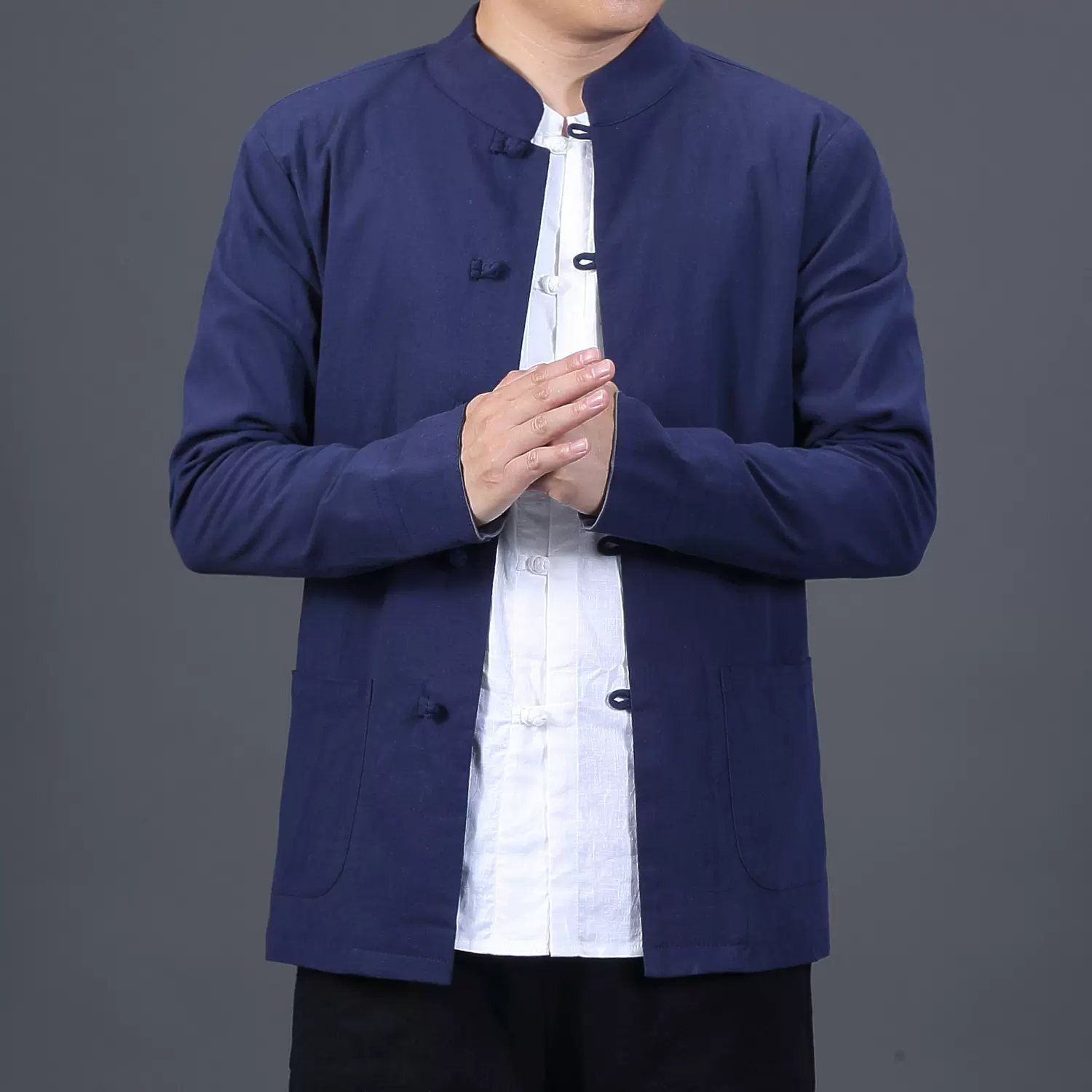 2025秋冬上衣裤子男棉麻保暖外套复古中式爸爸男装立领唐装棉袄