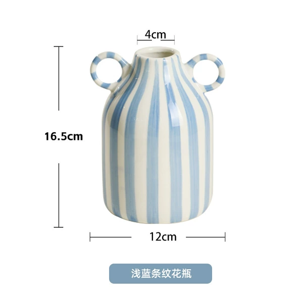 Striped vase-light blue