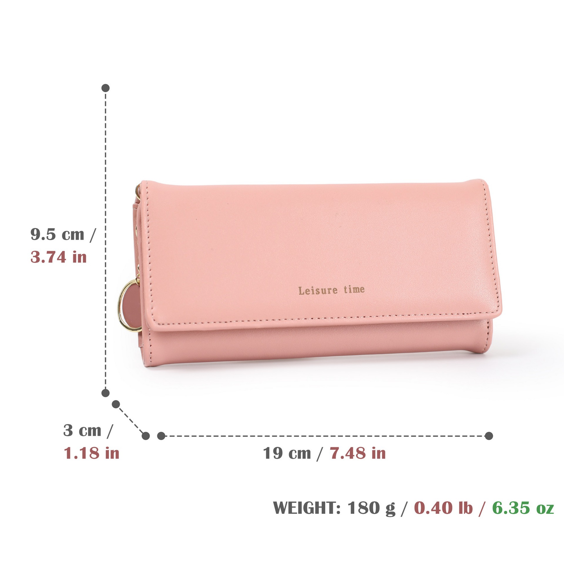 La billetera de la señora Labella, billetera larga coreana PU, bolso de tarjetas de estilo simple de color sólido, tres veces plegable.