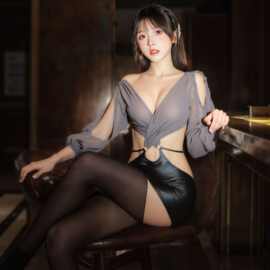 妤悦者性感深V透视侧开露腰女神夜店秘书套装制服情趣内衣qqny
