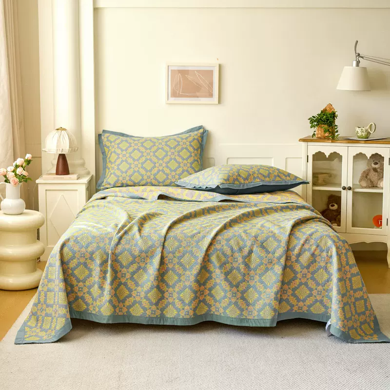 全棉提花双层纱毛巾夏凉被空调被纯棉三层纱多功能纱布毯细纱盖毯