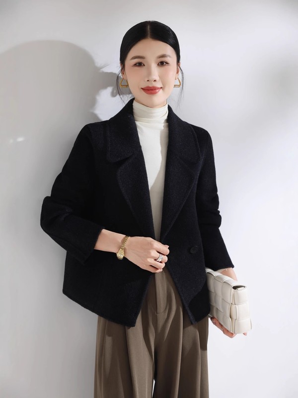 2025秋冬新款双面羊毛大衣女宽松韩版短款小个子呢子外套时尚百搭|undefined