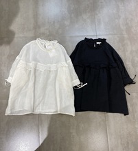 宝蕊长袖百搭棉白衬衫夏季荷叶边宽松圆领遮肚腩娃娃装打底衫春