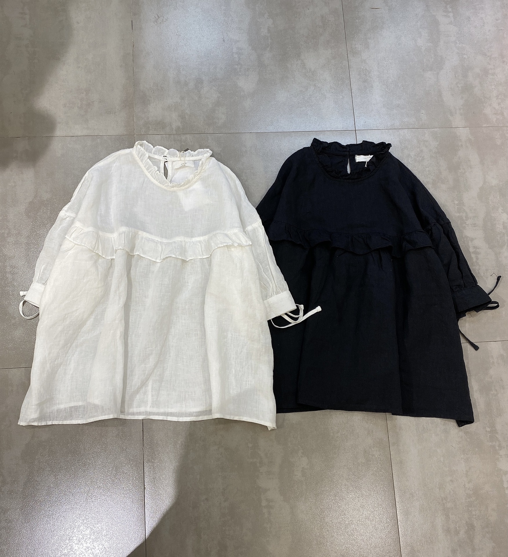 宝蕊长袖百搭棉白衬衫夏季荷叶边宽松圆领遮肚腩娃娃装打底衫春