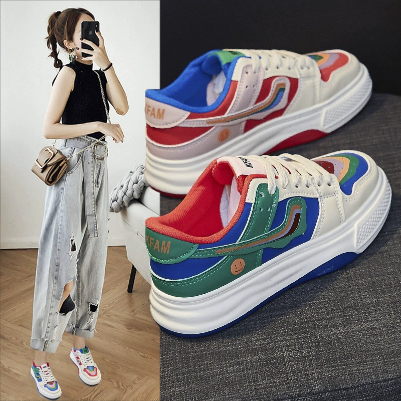 INS белые женские кроссовки в Корейском стиле, новинка весны 2023, универсальные студенческие Кроссовки подходящего цвета, повседневная обувь на плоской подошве, Женская 1221