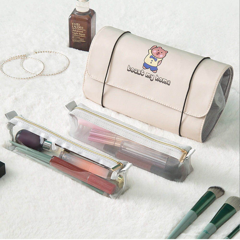 四合一多功能化妆包可拆分洗漱包便携旅行收纳代折叠网纱收纳袋4