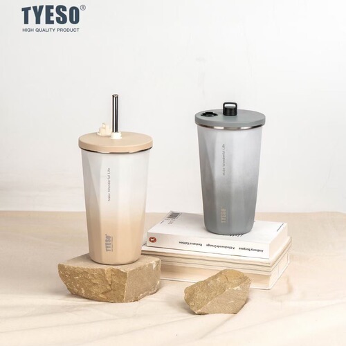 Taishuo's new stainless steel gradient high-value coffee cup large-capacity frosted plastic spray office leisure drinking cup