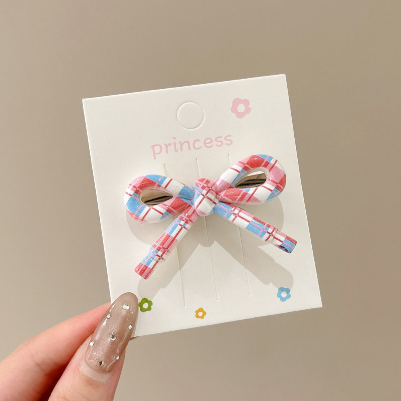 4# bow [blue plaid]-5cm