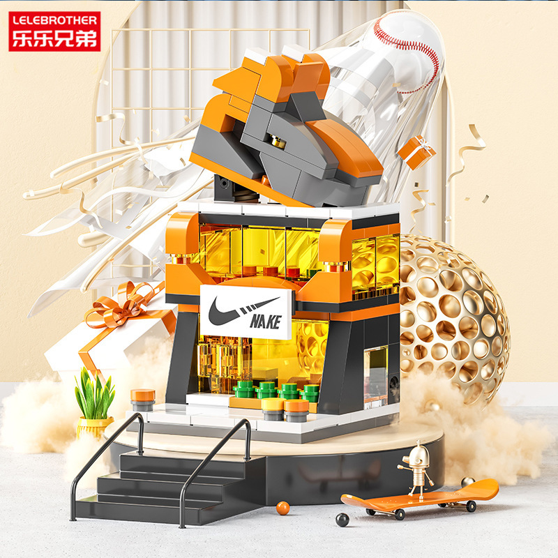 Street View City Block Mini bebida de comida rápida Calle comercial Compatible con Lego para niños y niñas Juguetes de montaje de rompecabezas Regalo