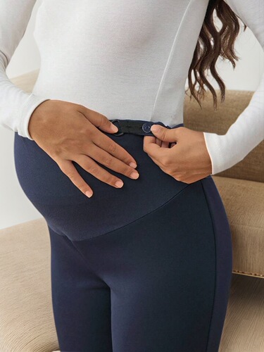 7063 Cross-border European and American pregnant women pants Spring and autumn mid-support pants straight pants casual pants, loose high-waist wide-leg pants