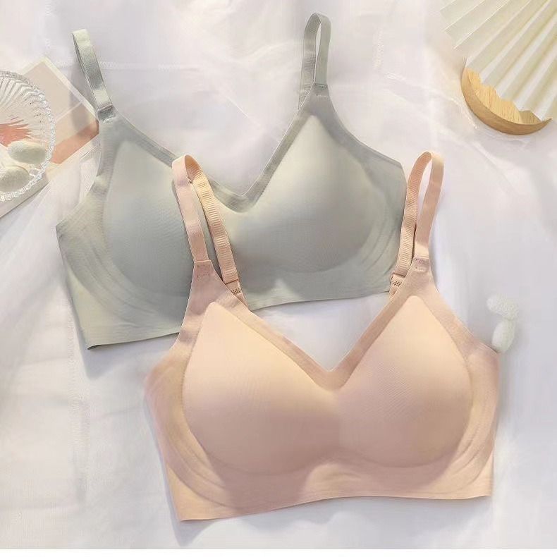 Ropa interior sin costuras Sujetador deportivo de pecho ajustable de verano Delgado push-up de látex inalámbrico para mujer