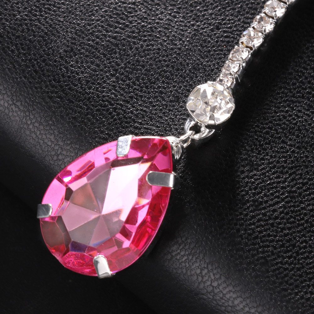 Moda nupcial collar de diamantes de imitación de alta calidad completo diamante gota de agua colgante collar femenino europeo y americano collar de la joyería