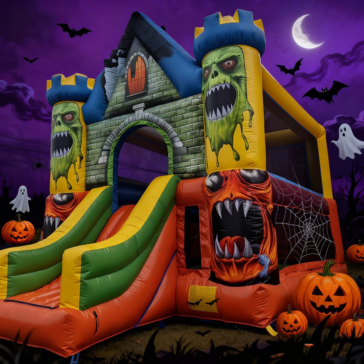 Temas de Halloween gran casa inflable rebotante comercial calabaza cama de salto decoración fiesta al aire libre castillo inflable