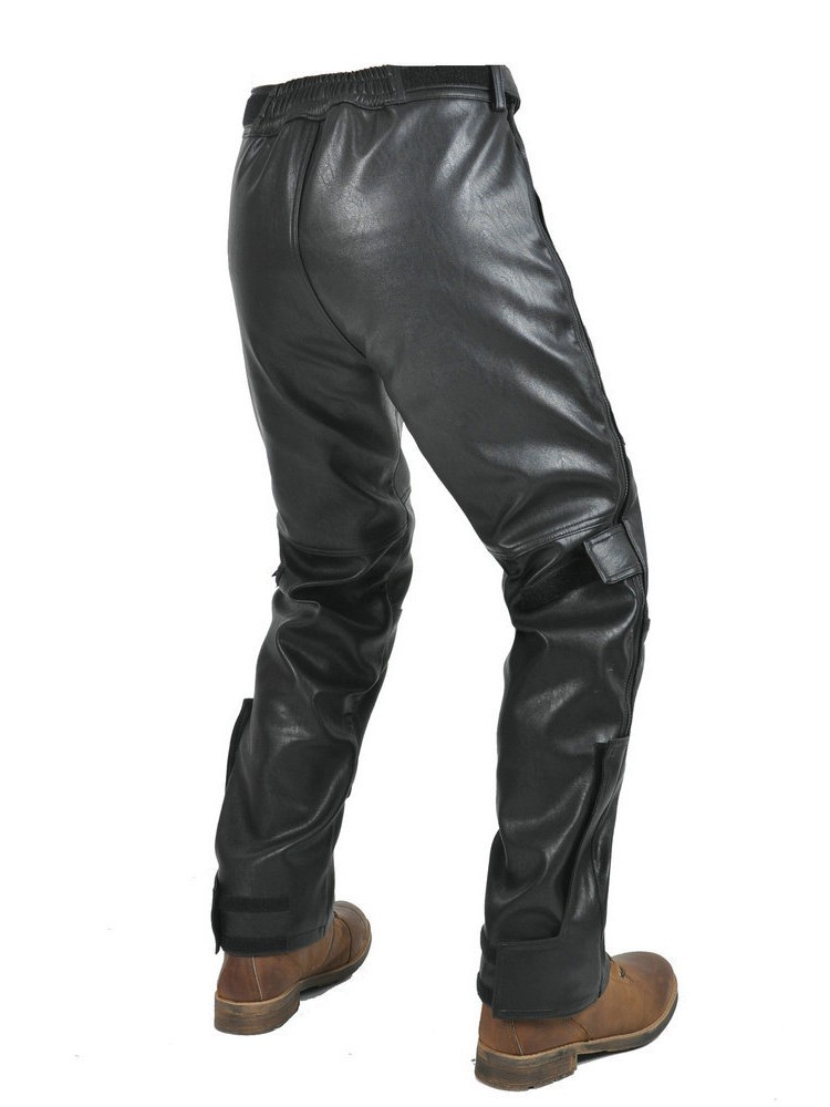 VOLERO anti-caída calentamiento pantalones de motocicleta con pantalones de algodón impermeables a prueba de viento pantalones de cuero PU para el exterior