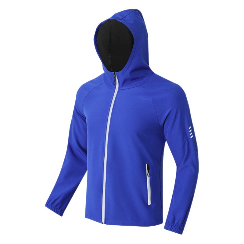 Hot sale foreign trade fleece-lined casual sports jacket running mountaineering training suit men's hooded zipper jacket plus size