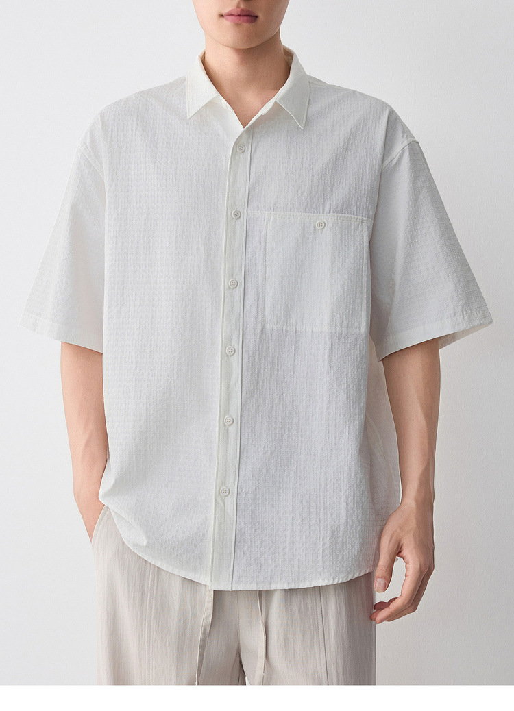 Áo sơ mi nam dài tay công sở chất liệu cotton phom thường — trắng chi tiết 20