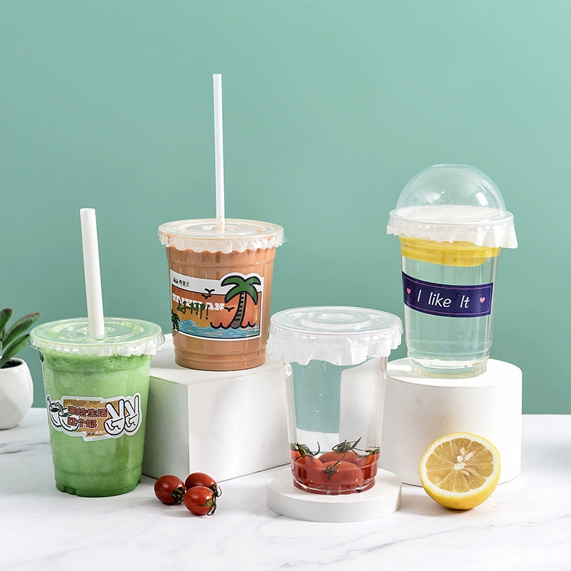 Чистый красный ледяной порошок Чашка герметичная Одноразовая чашка для каракулей утолщенная ПЭТ чашка для холодных напитков чашка для чая с молоком упаковка на выброс Печать на чашке