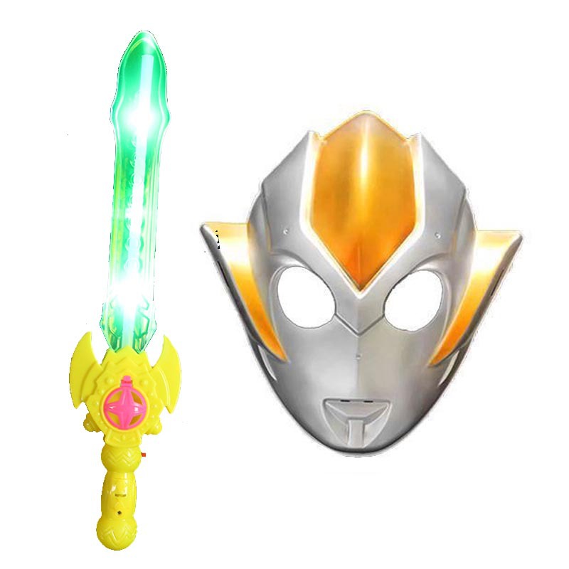 Greecho Otte máscara para niños capa de espada luminosa juegos de rol accesorios juguetes para niños y niñas