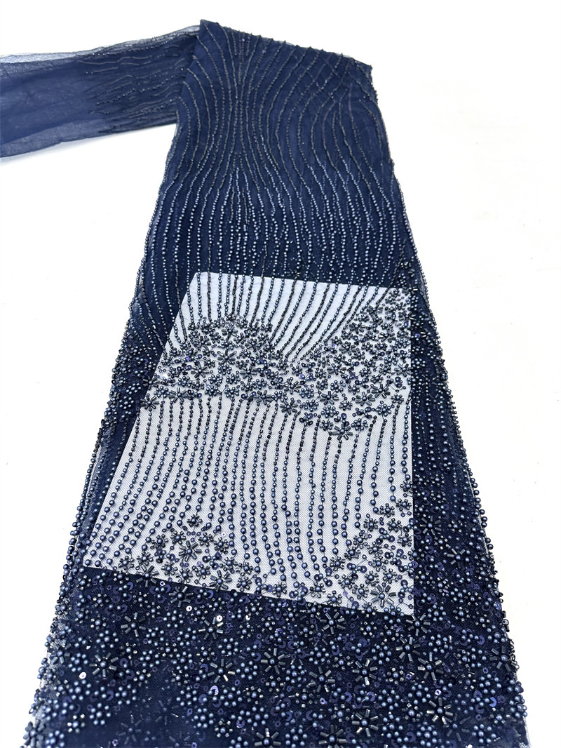 Industria pesada ligera lujoso vestido de boda tridimensional vestido de moda cena larga tela bordada alta perlas tela de lenteja