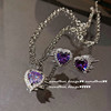 Earrings for princess, zirconium heart-shaped, with gem, 750 sample gold