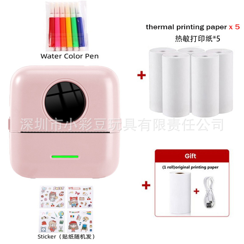 X5 핑크-영어 버전 [감열지 1롤 + 감열지 5롤 + 수채펜 6개 + 스티커]