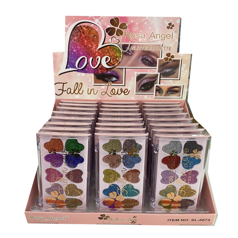 Nuevo Comercio exterior transfronterizo 10 color redondo en forma de corazón brillo fino pieza brillante Placa de sombra de ojos maquillaje sombra de ojos al por mayor