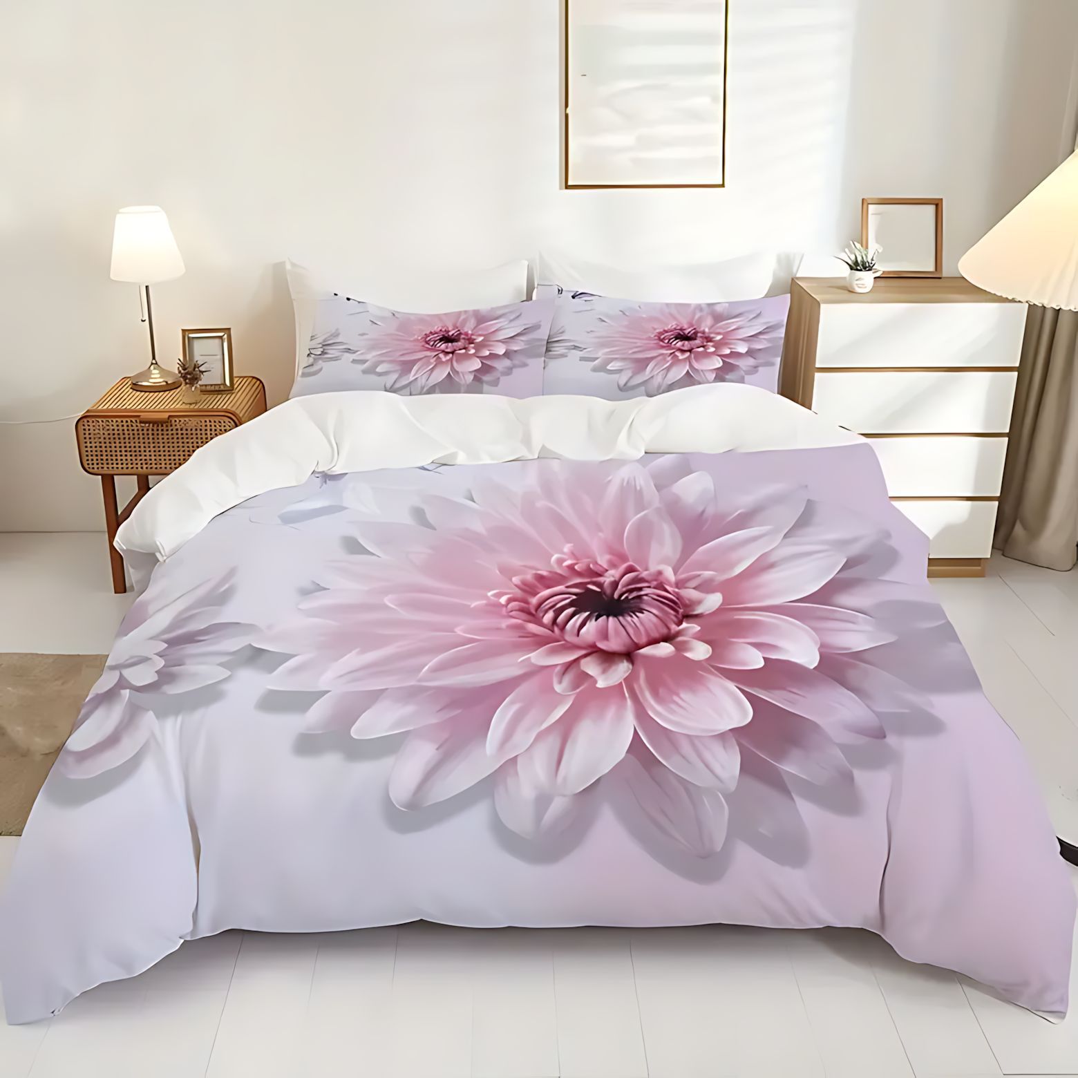 TEMU / JIT transfronterizo textil doméstico lirio flor molienda impresión digital 3D set de ropa de cama