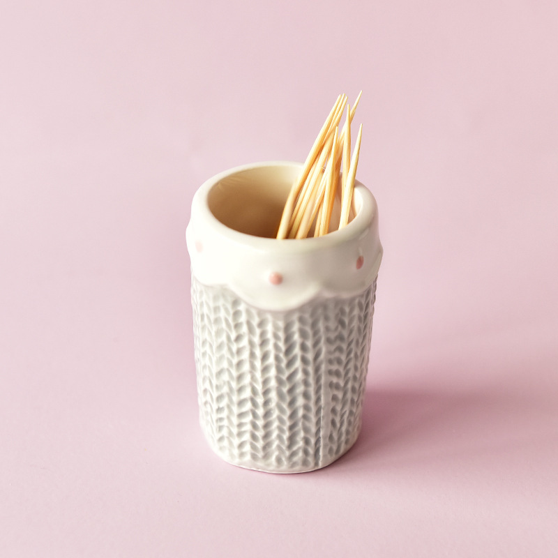 Color rosa amor palillos de dientes cubierta de cerámica doméstica bajorrelieve sin tapa recipiente de almacenamiento creativo mini caja de palillos de dientes lindos