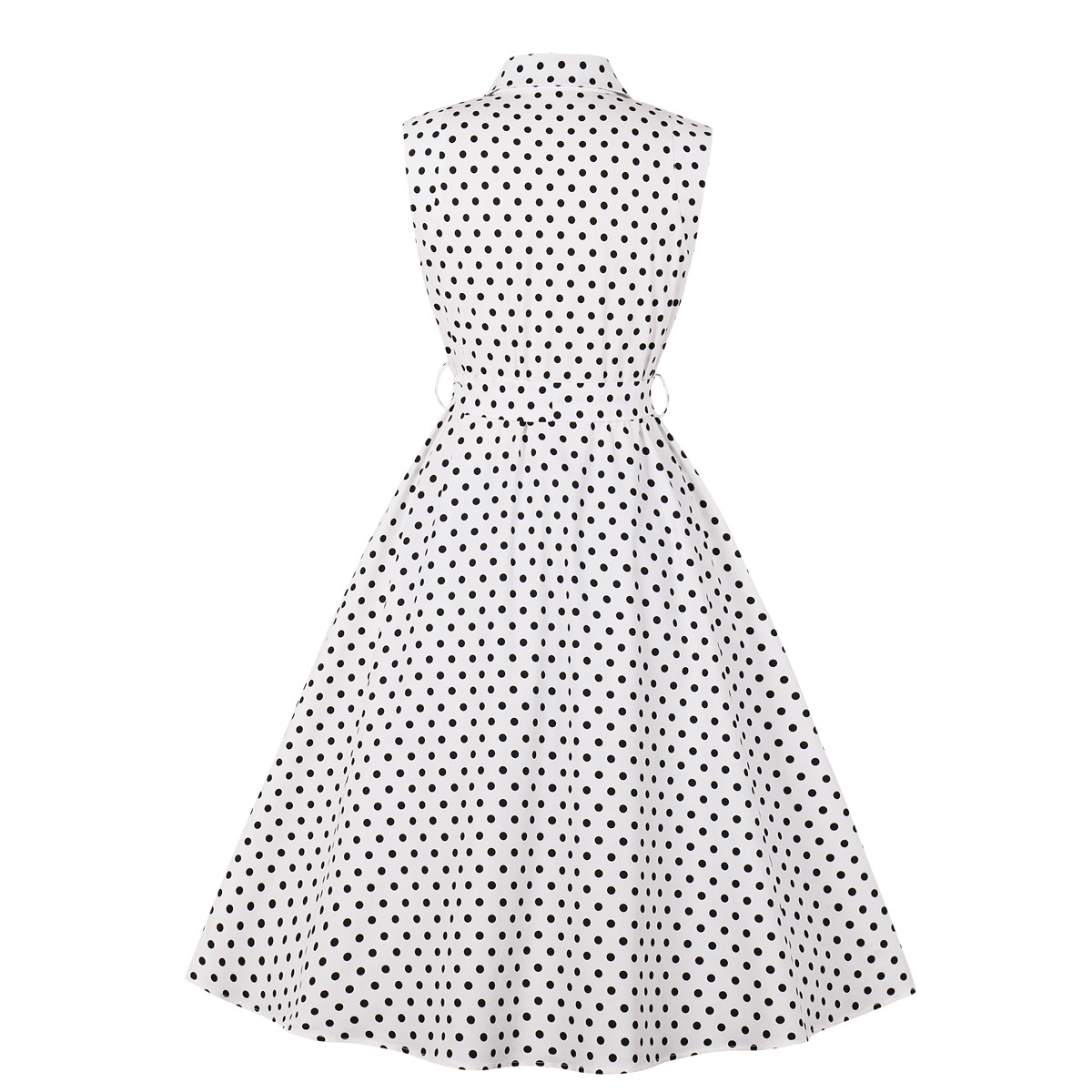 women s lapel polka-dot sleeveless bandage dress nihaostyles clothing wholesale NSMXN78859