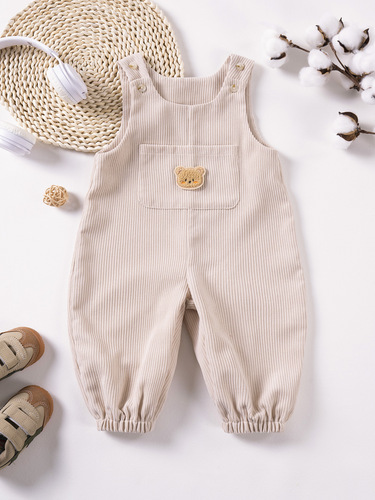 Stock cross-border baby jumpsuit 0-24 months soft corduroy movable button bib pants baby jumpsuit