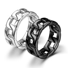 跨境爆款316钛钢男士戒指欧美不锈钢铸造链条戒指亚马逊热卖饰品