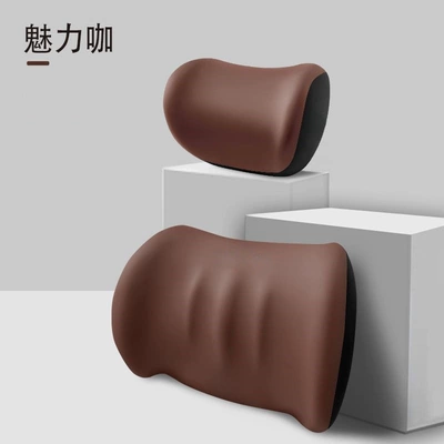 Car Lumbar Pillow Memory Foam – Headrest - charming-coffee-headrest-lumbar-support-no-logo-three-stripes