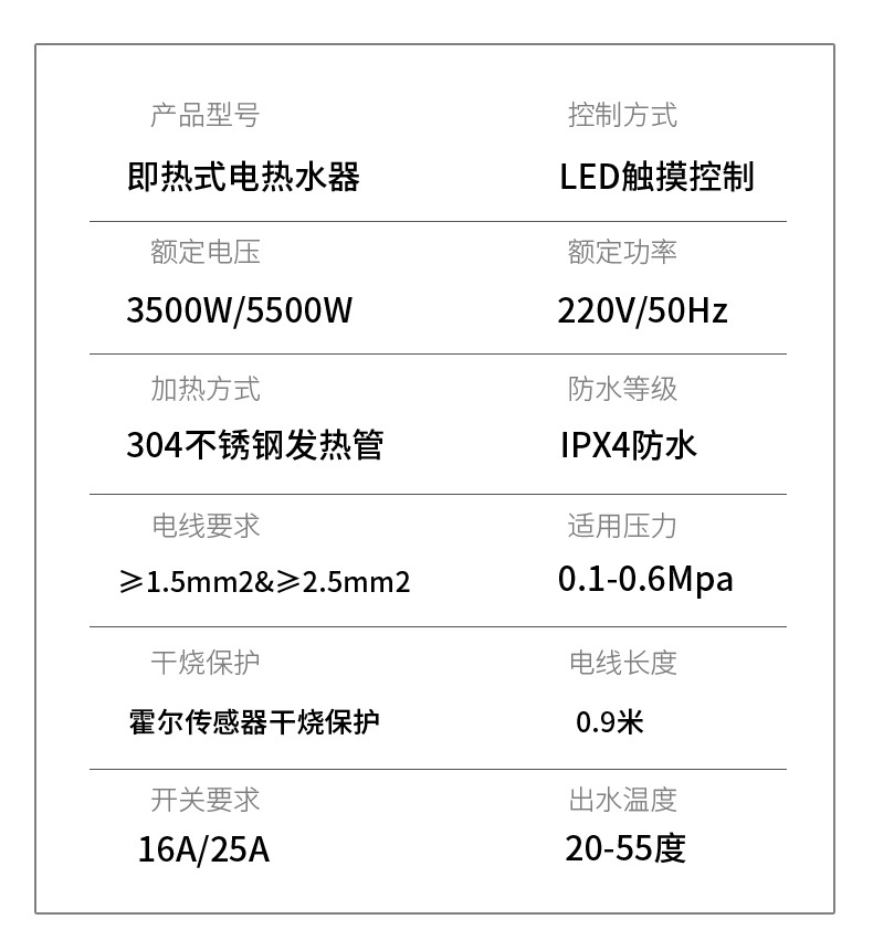 速热小型恒温免储水式淋浴器变频即热式电热水器小厨宝家用详情15