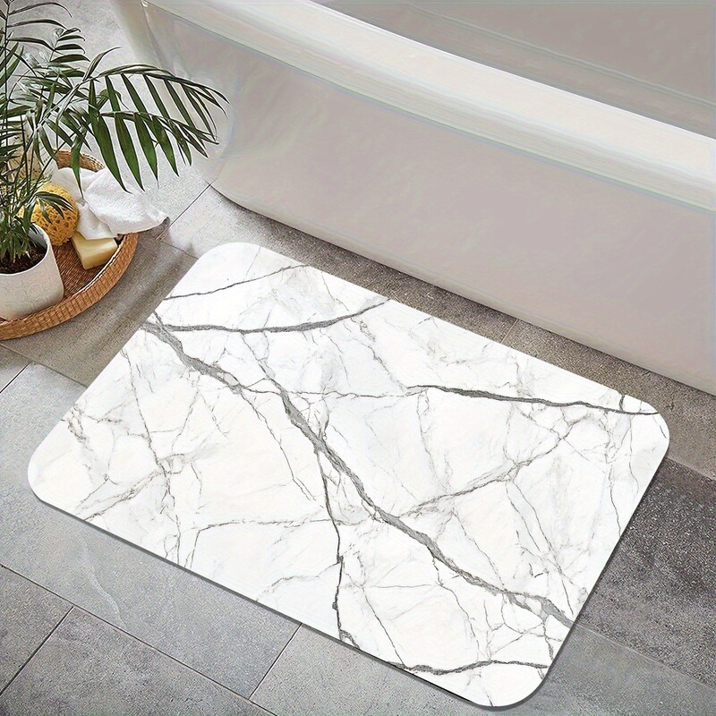 Temu Marble Bathroom Toilet Diatom Mud Water-Absorbent Non-Slip Floor Mat Shower Room Stain-Resistant and Wear-Resistant Floor Mat